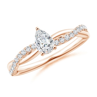 6x4mm GVS2 Solitaire Pear-Shaped Diamond Twisted Shank Engagement Ring in Rose Gold