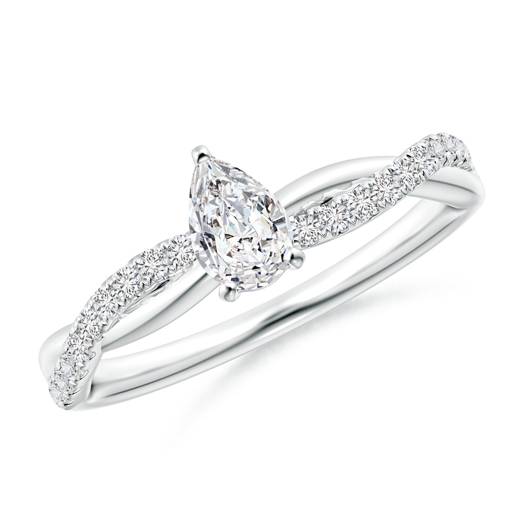 6x4mm HSI2 Solitaire Pear-Shaped Diamond Twisted Shank Engagement Ring in White Gold