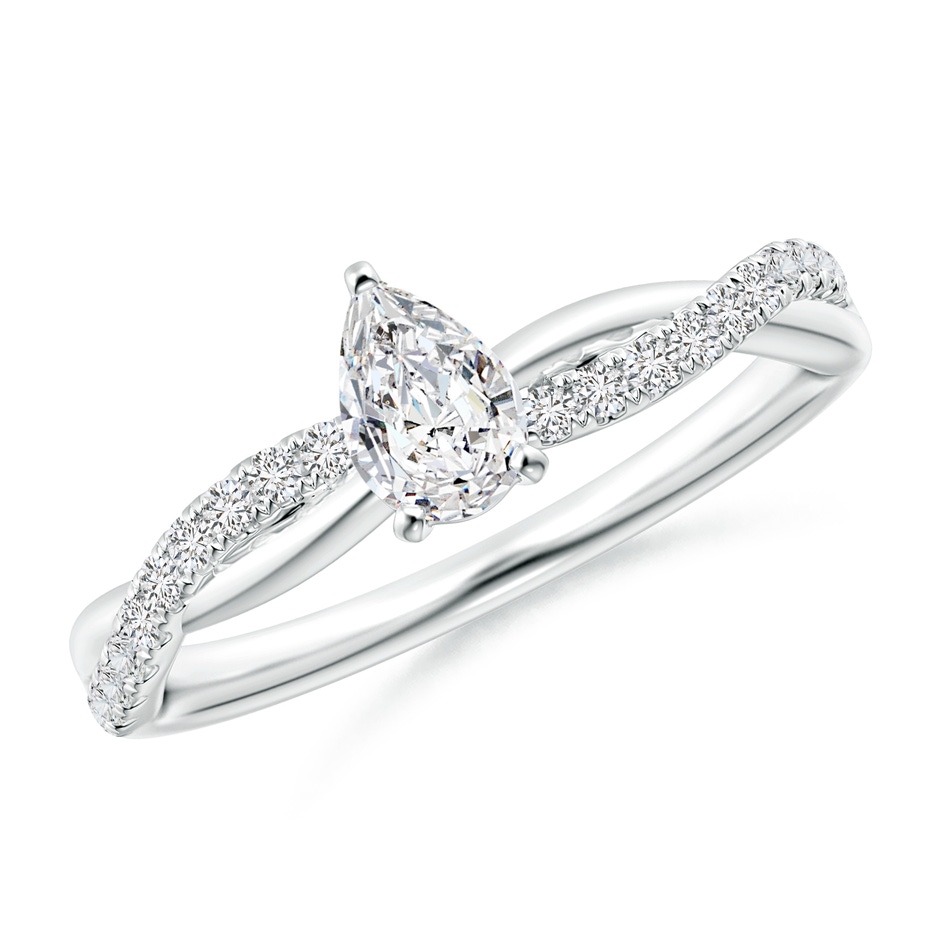 6x4mm HSI2 Solitaire Pear-Shaped Diamond Twisted Shank Engagement Ring in White Gold 