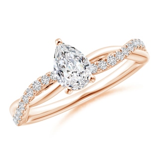 7x5mm HSI2 Solitaire Pear-Shaped Diamond Twisted Shank Engagement Ring in Rose Gold