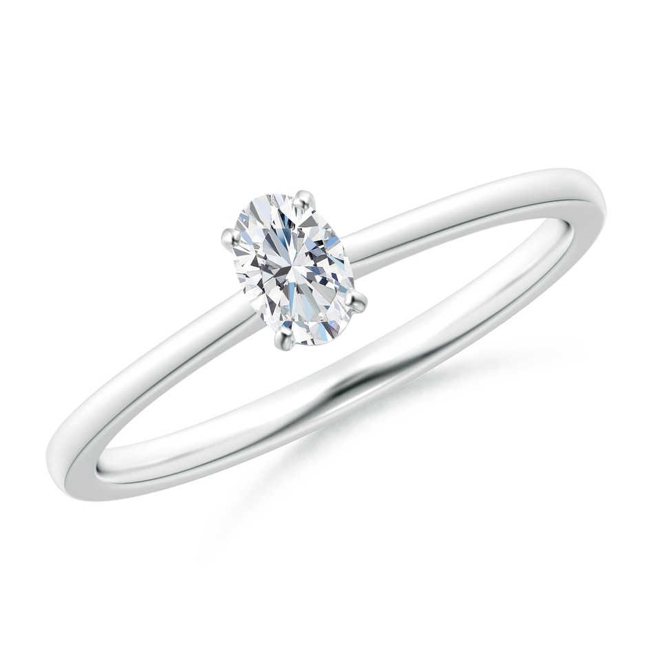 5x3mm GVS2 Oval Diamond Solitaire Engagement Ring in White Gold 