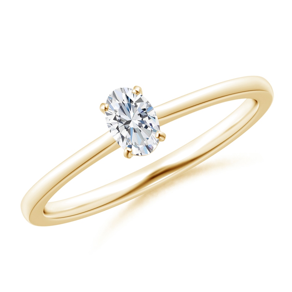 5x3mm GVS2 Oval Diamond Solitaire Engagement Ring in Yellow Gold 