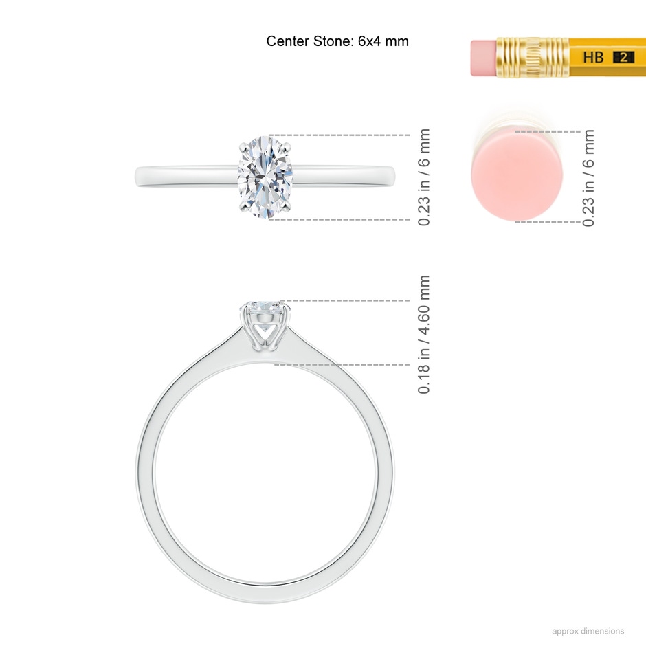 6x4mm GVS2 Oval Diamond Solitaire Engagement Ring in P950 Platinum ruler