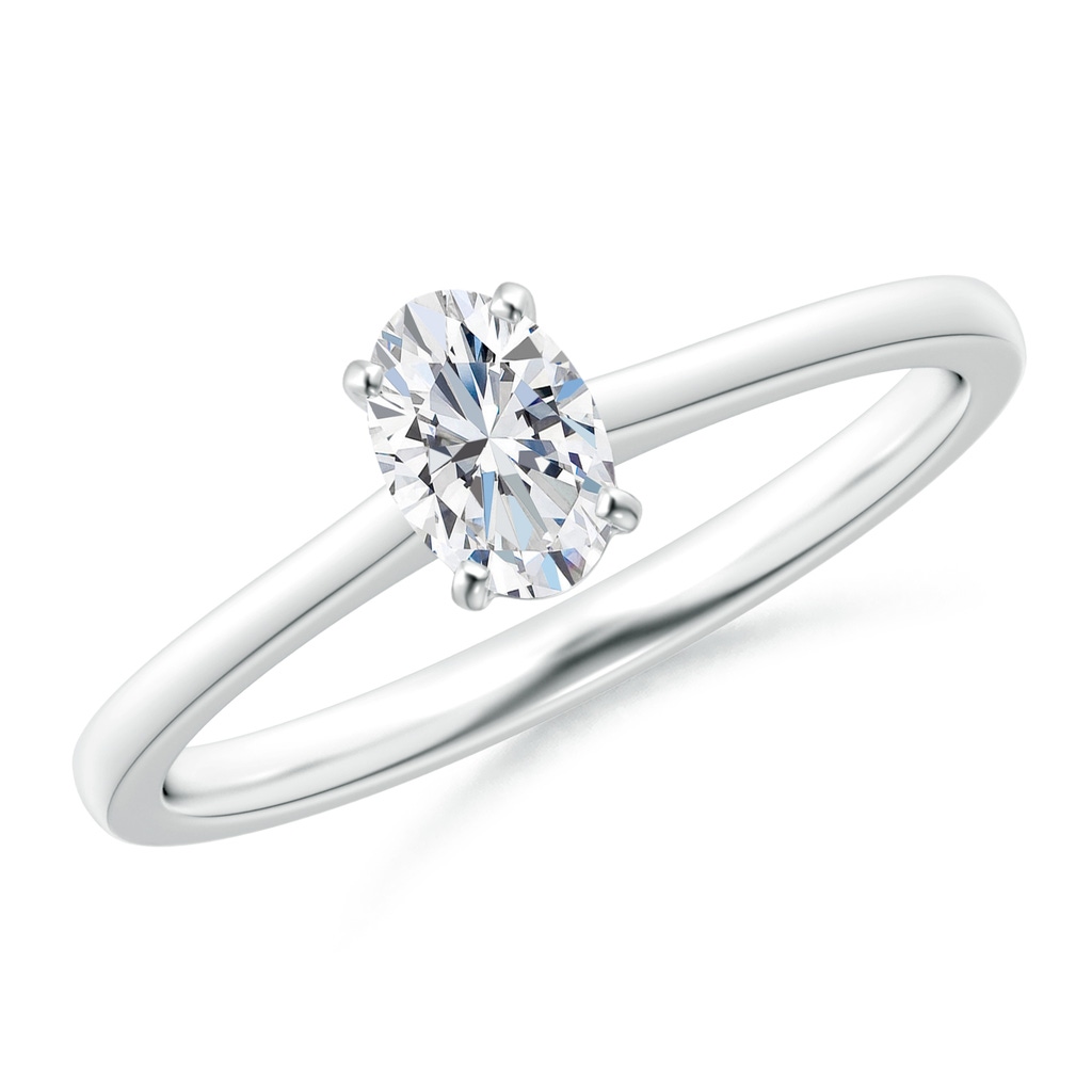 6x4mm GVS2 Oval Diamond Solitaire Engagement Ring in White Gold