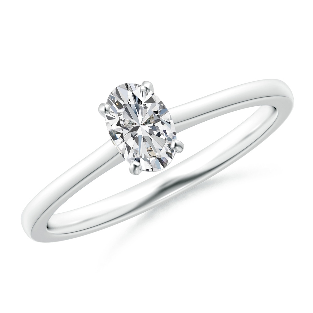 6x4mm HSI2 Oval Diamond Solitaire Engagement Ring in White Gold
