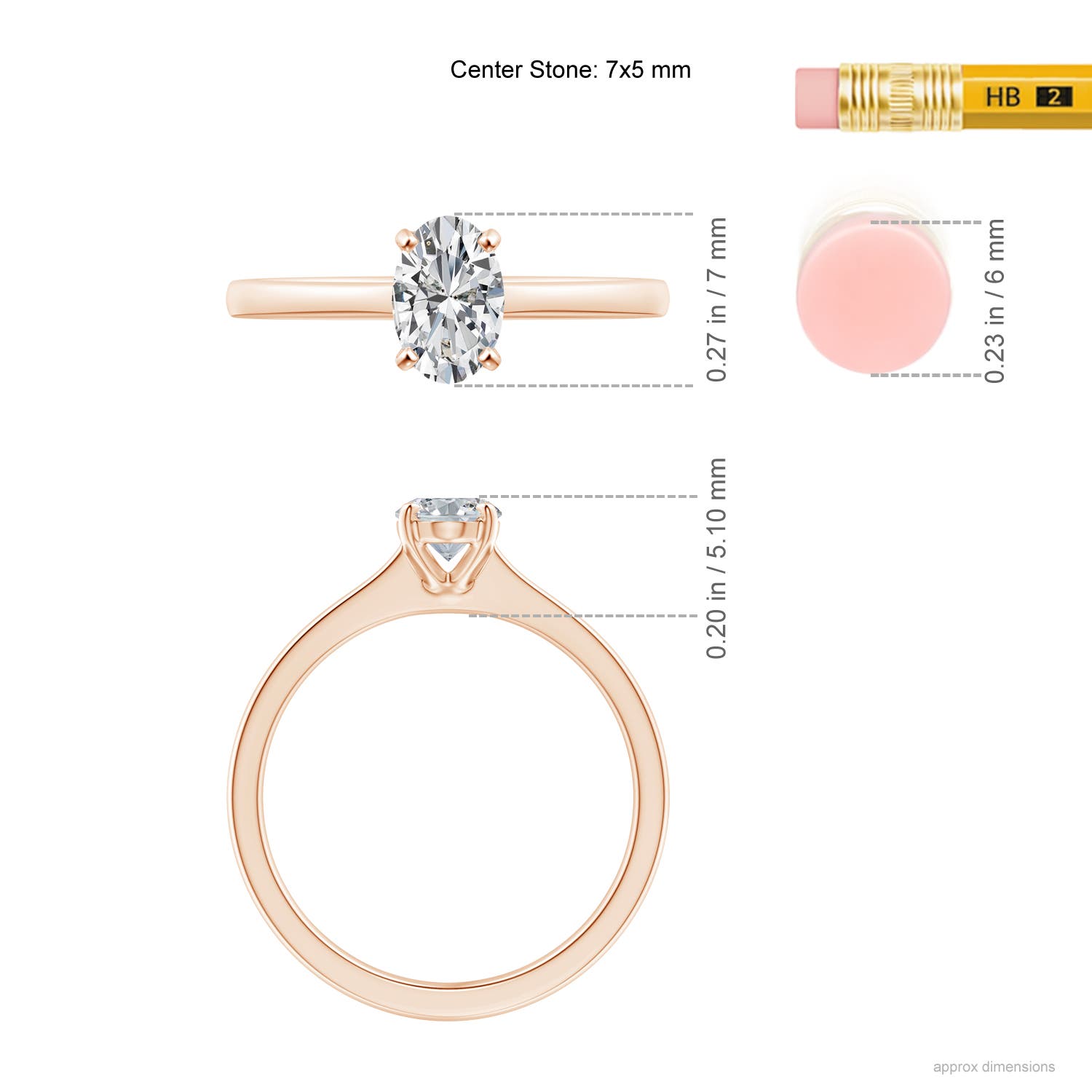 H, SI2 / 0.76 CT / 14 KT Rose Gold