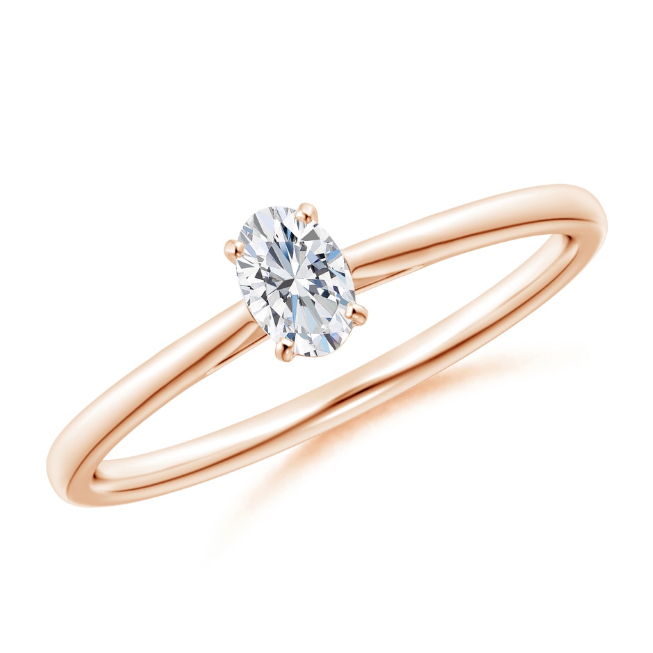 5x3mm GVS2 Solitaire Oval Diamond Cathedral Engagement Ring in Rose Gold 