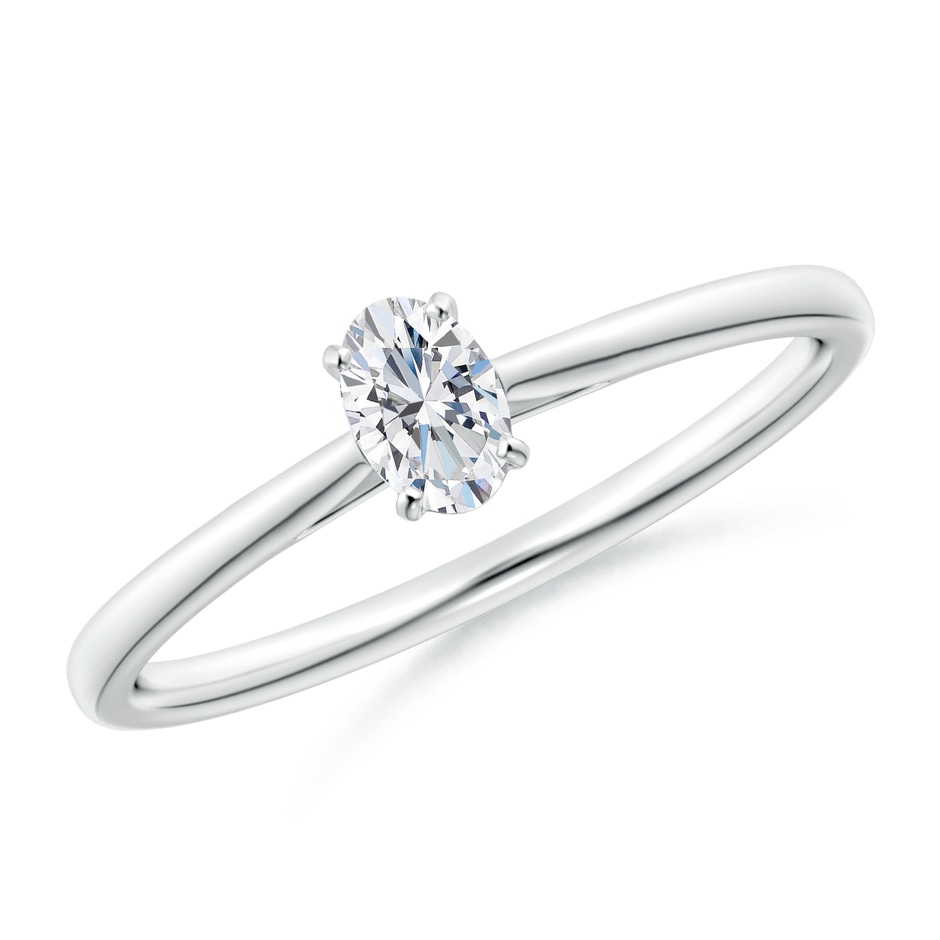 5x3mm GVS2 Solitaire Oval Diamond Cathedral Engagement Ring in White Gold 