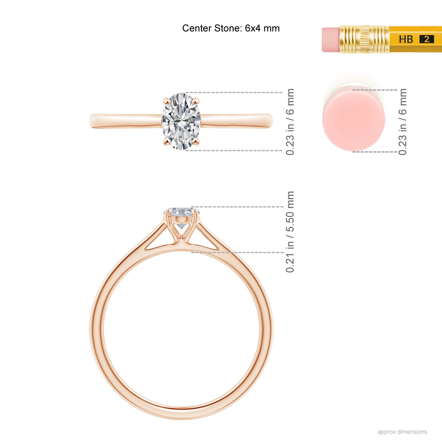 H, SI2 / 0.43 CT / 14 KT Rose Gold