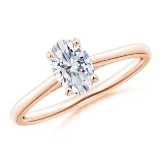 7x5mm GVS2 Solitaire Oval Diamond Cathedral Engagement Ring in 9K Rose Gold