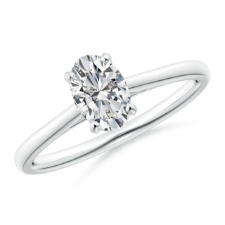 7x5mm HSI2 Solitaire Oval Diamond Cathedral Engagement Ring in P950 Platinum