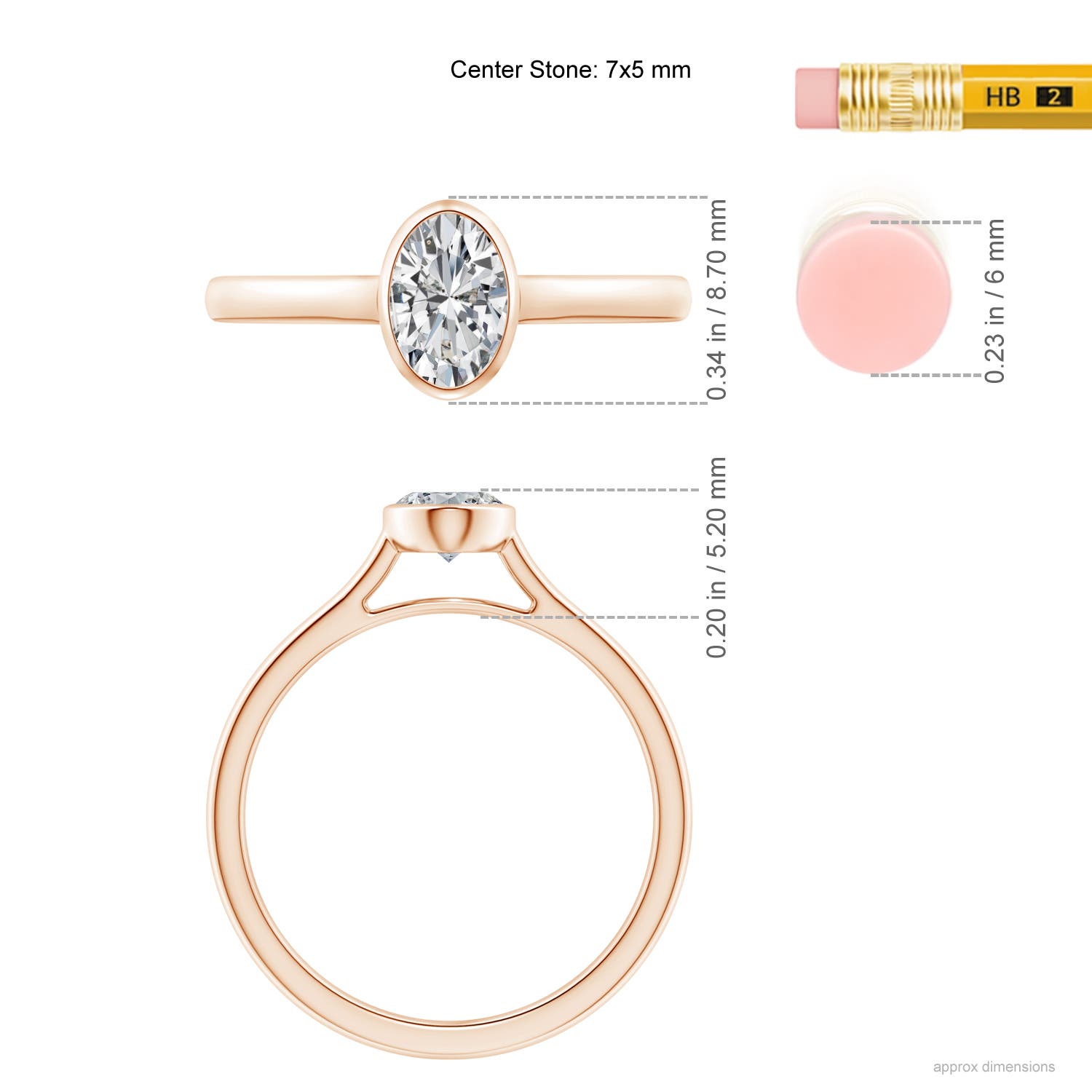 H, SI2 / 0.76 CT / 14 KT Rose Gold