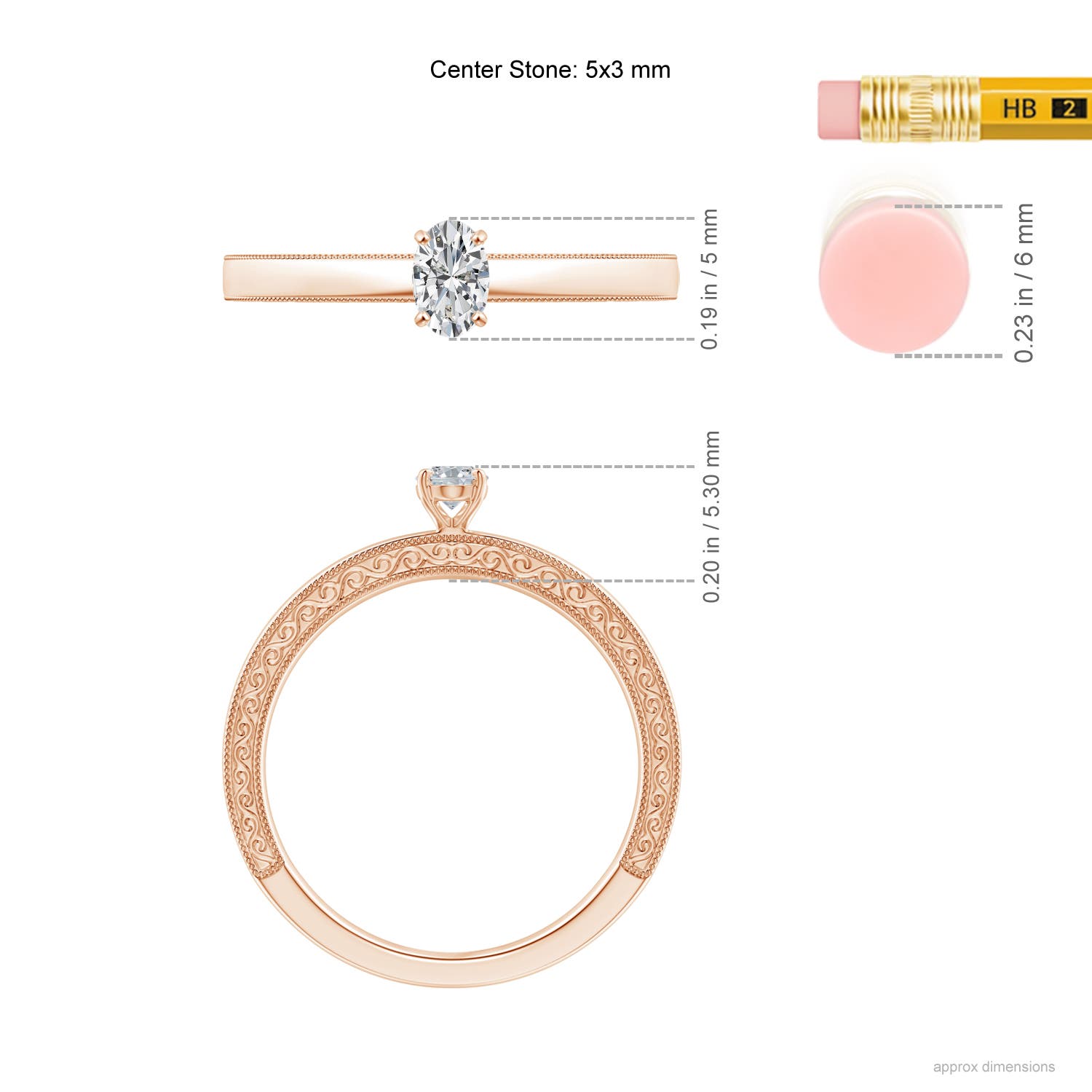 H, SI2 / 0.21 CT / 14 KT Rose Gold