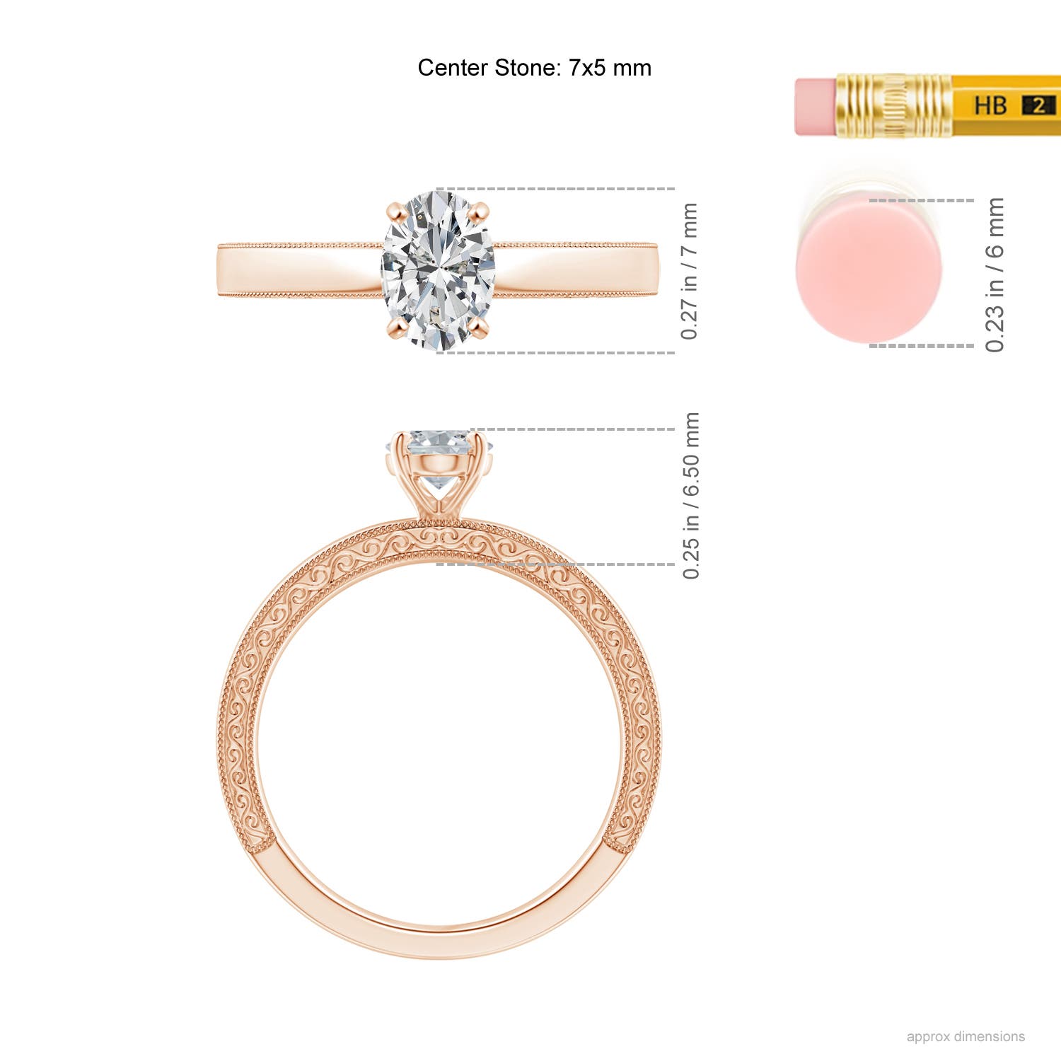 H, SI2 / 0.76 CT / 14 KT Rose Gold