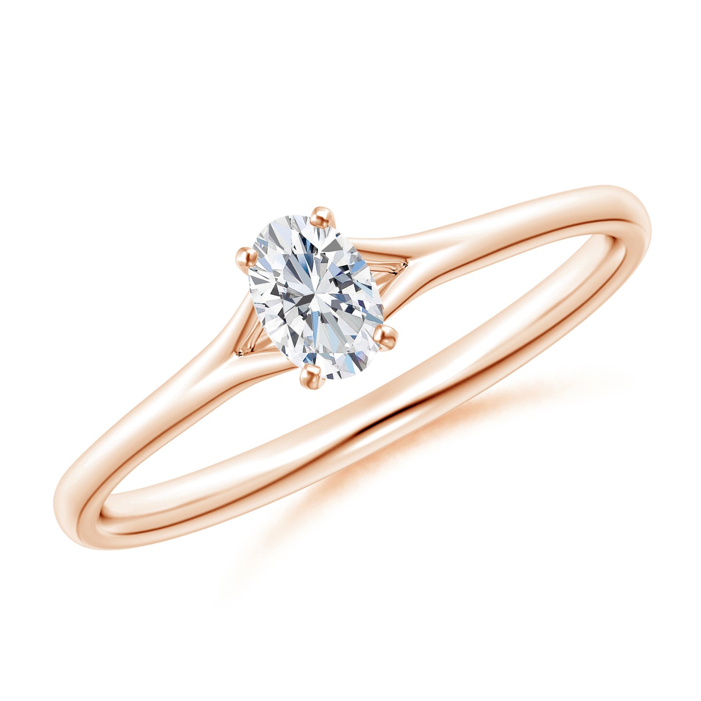Oval Natural Diamond Solitaire Split Shank Engagement Ring