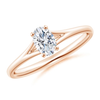 6x4mm GVS2 Oval Diamond Solitaire Split Shank Engagement Ring in Rose Gold