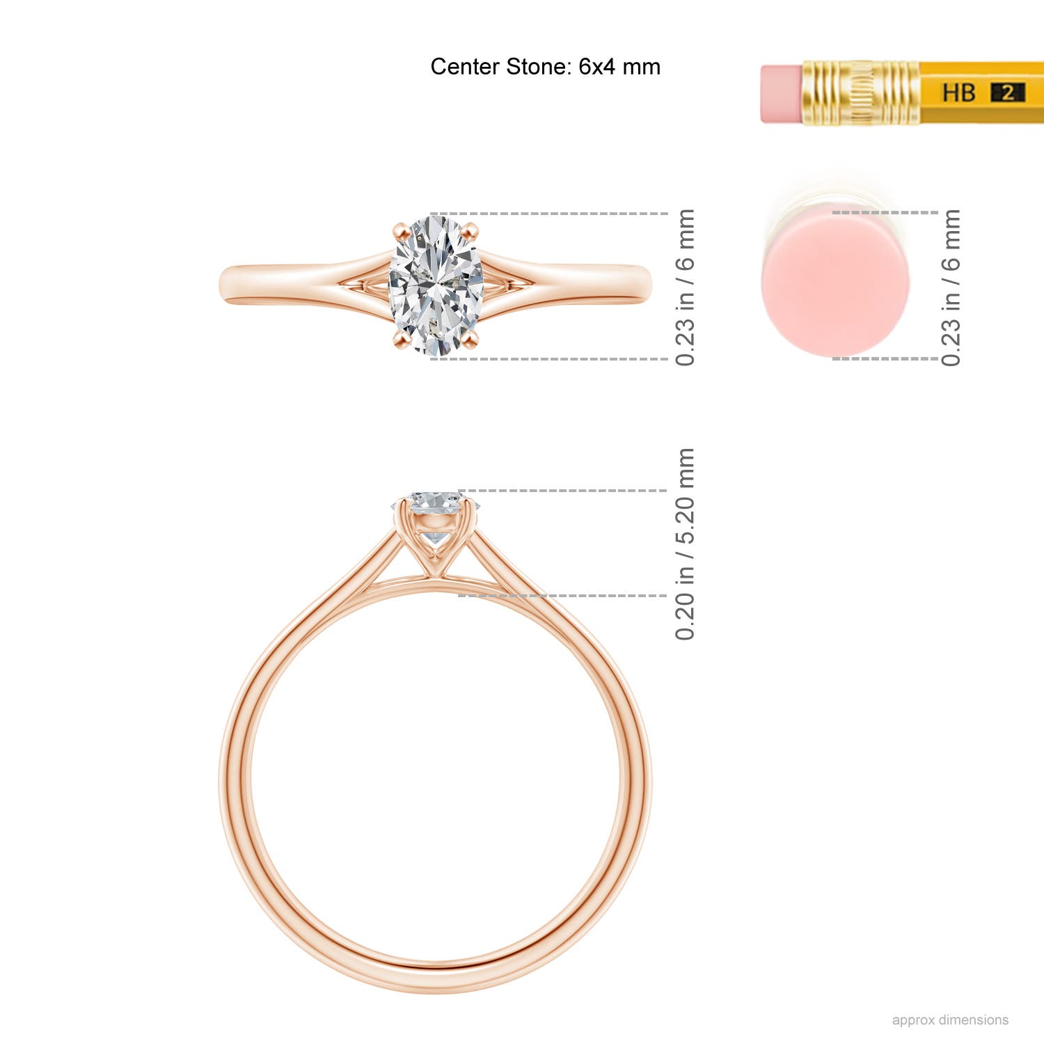 H, SI2 / 0.43 CT / 14 KT Rose Gold