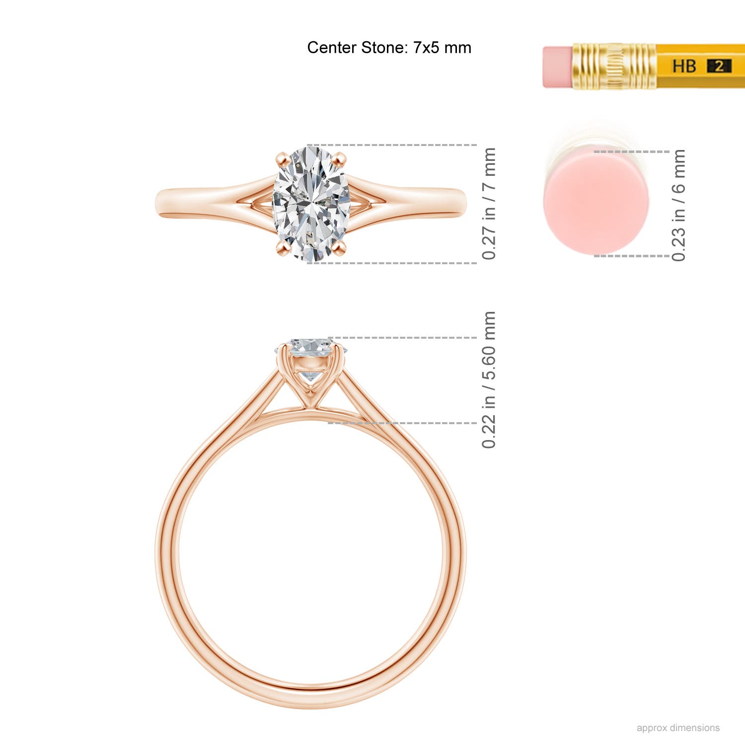 H, SI2 / 0.76 CT / 14 KT Rose Gold