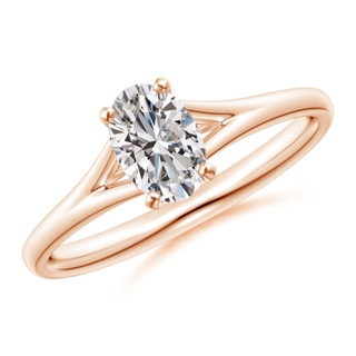 7x5mm IJI1I2 Oval Diamond Solitaire Split Shank Engagement Ring in 9K Rose Gold