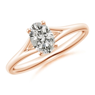 7x5mm KI3 Oval Diamond Solitaire Split Shank Engagement Ring in 9K Rose Gold