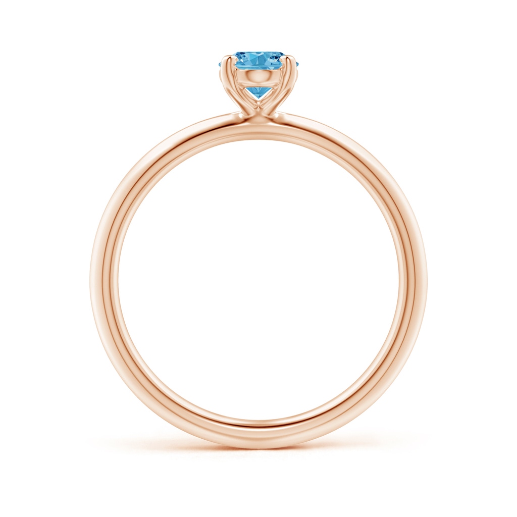 7x5mm AAAA Oval Fancy Intense Blue Diamond Solitaire Knife-Edge Shank Engagement Ring in Rose Gold - side 199