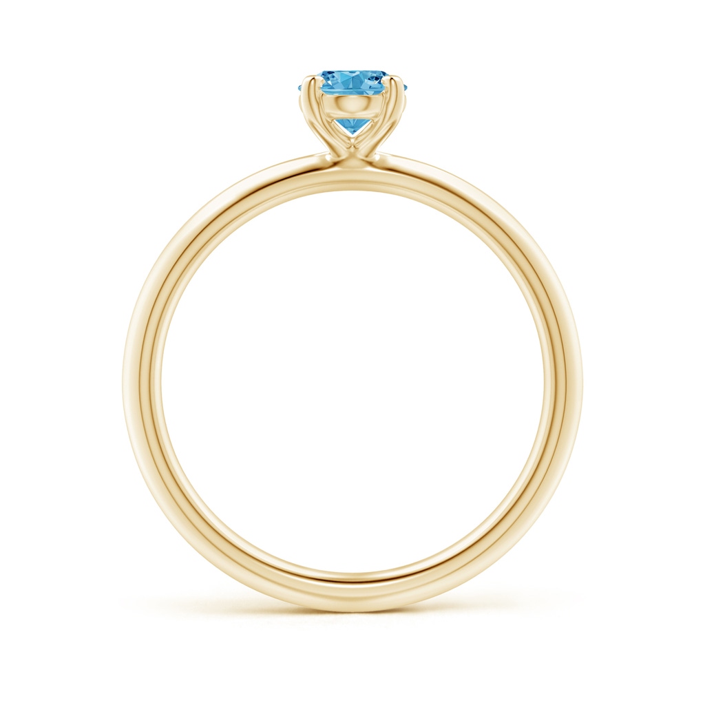 7x5mm AAAA Oval Fancy Intense Blue Diamond Solitaire Knife-Edge Shank Engagement Ring in Yellow Gold - side 199