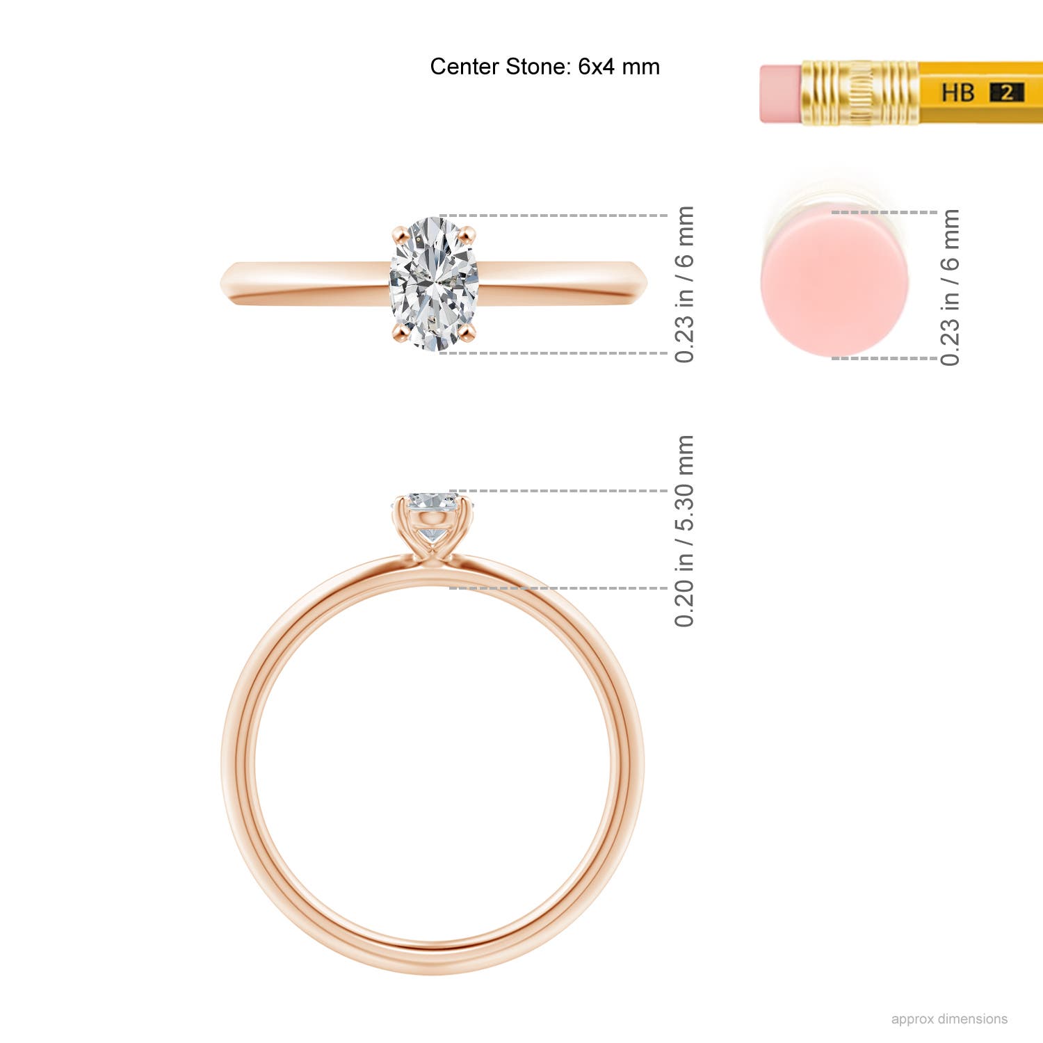 H, SI2 / 0.43 CT / 14 KT Rose Gold