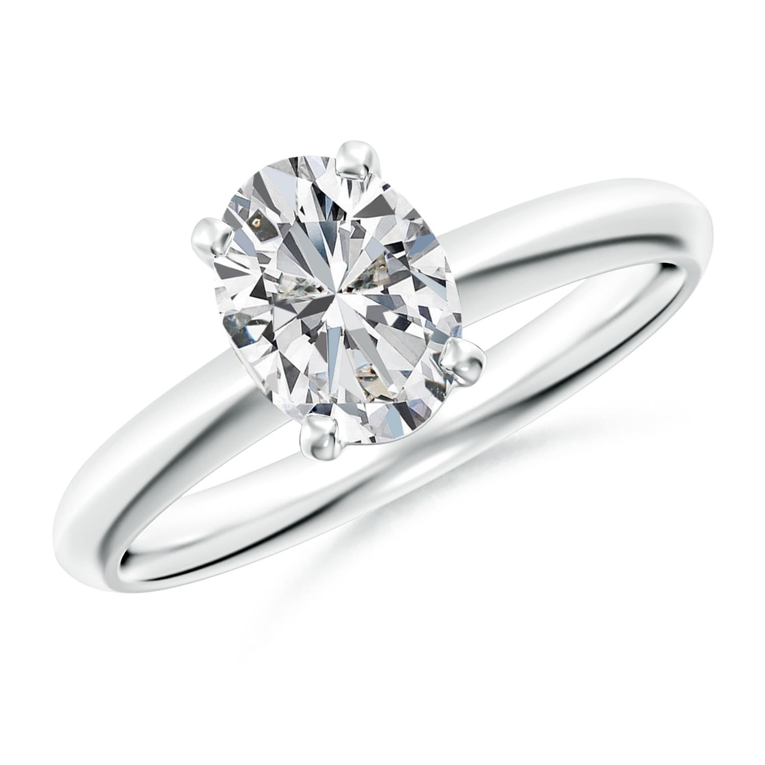 Oval Diamond Solitaire Knife-Edge Shank Engagement Ring