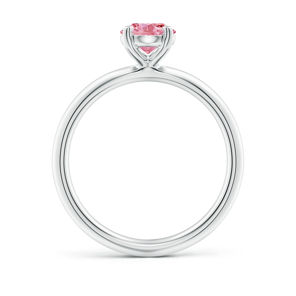 8x6mm AAAA Oval Fancy Intense Pink Diamond Solitaire Knife-Edge Shank Engagement Ring in White Gold - side 199