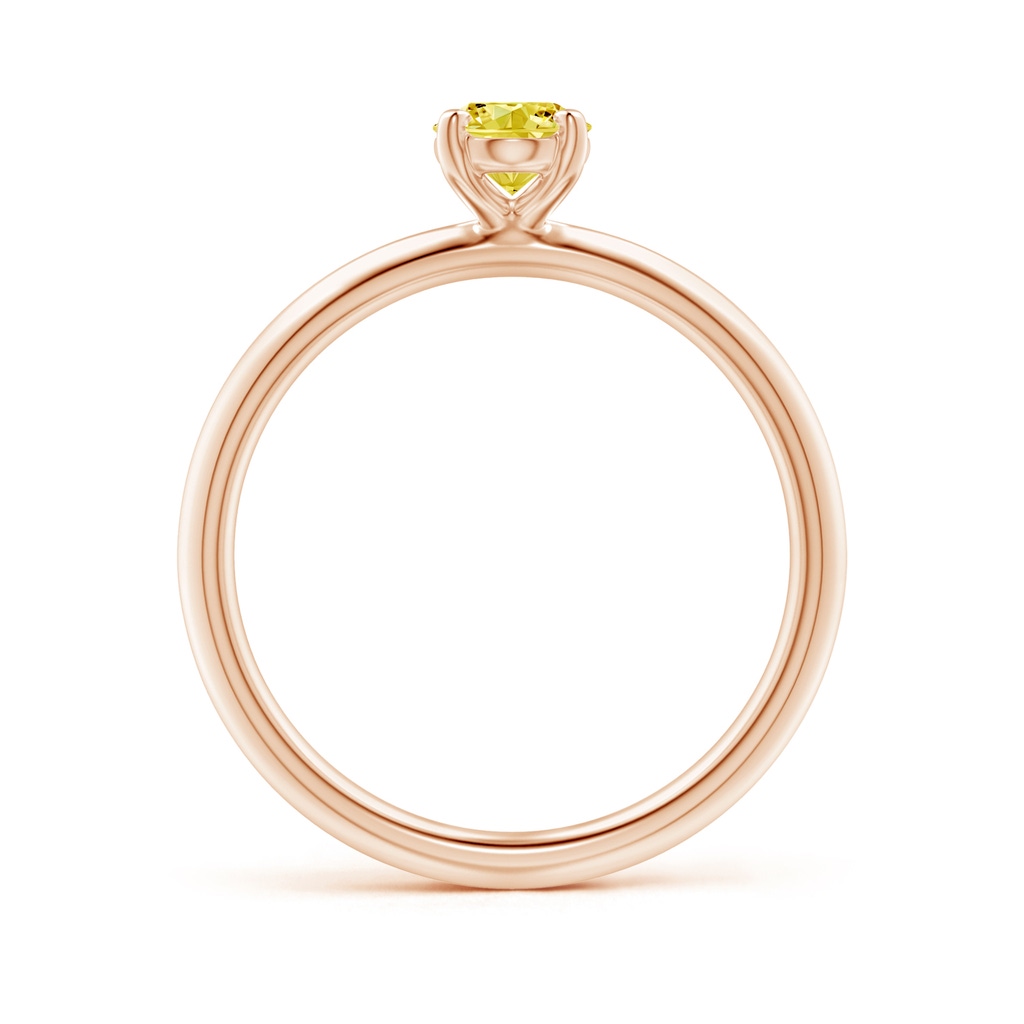 7x5mm AAAA Oval Fancy Intense Yellow Diamond Solitaire Knife-Edge Shank Engagement Ring in Rose Gold - side 199