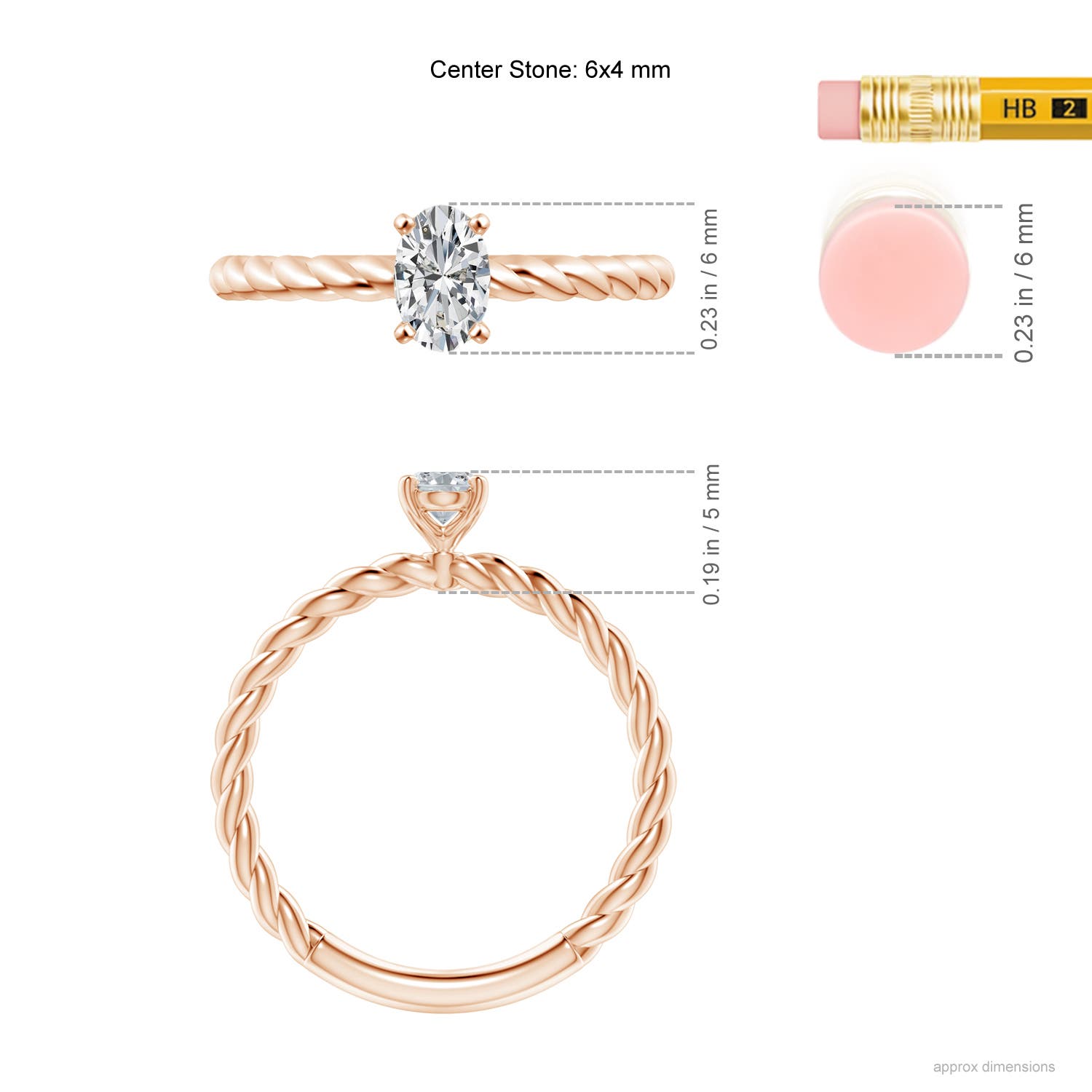 H, SI2 / 0.43 CT / 14 KT Rose Gold