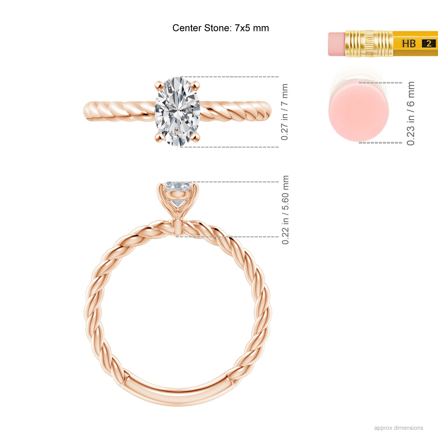 H, SI2 / 0.76 CT / 14 KT Rose Gold