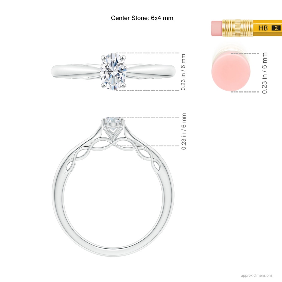 6x4mm GVS2 Oval Diamond Solitaire Infinity Engagement Ring in White Gold ruler