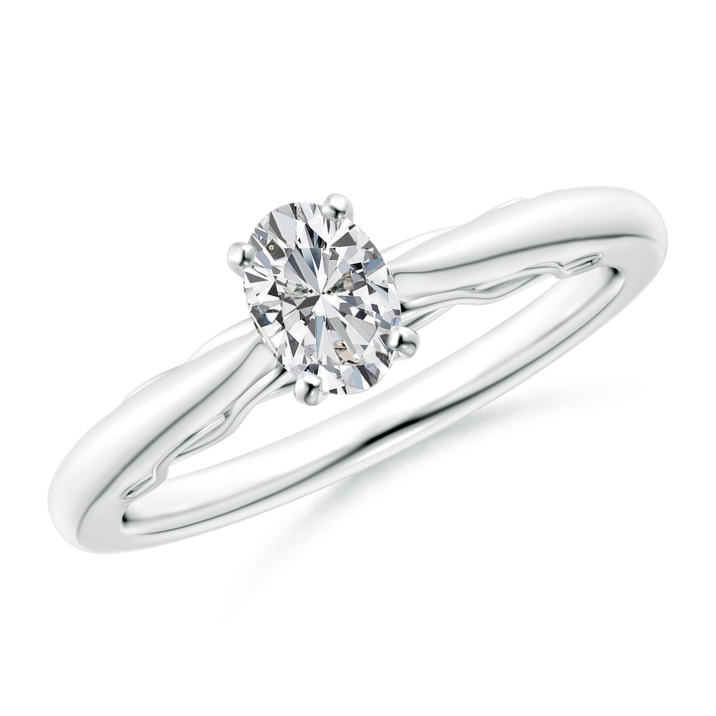 6x4mm HSI2 Oval Diamond Solitaire Infinity Engagement Ring in White Gold