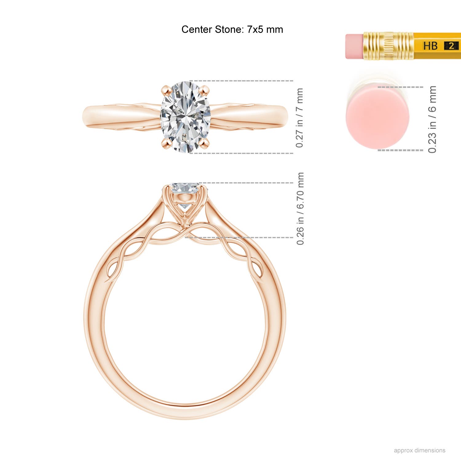 H, SI2 / 0.76 CT / 14 KT Rose Gold