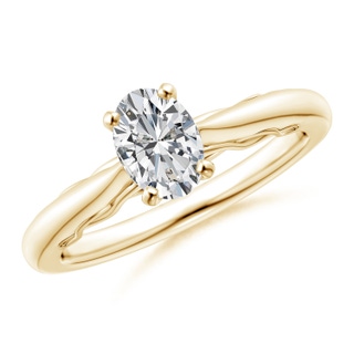 7x5mm HSI2 Oval Diamond Solitaire Infinity Engagement Ring in Yellow Gold