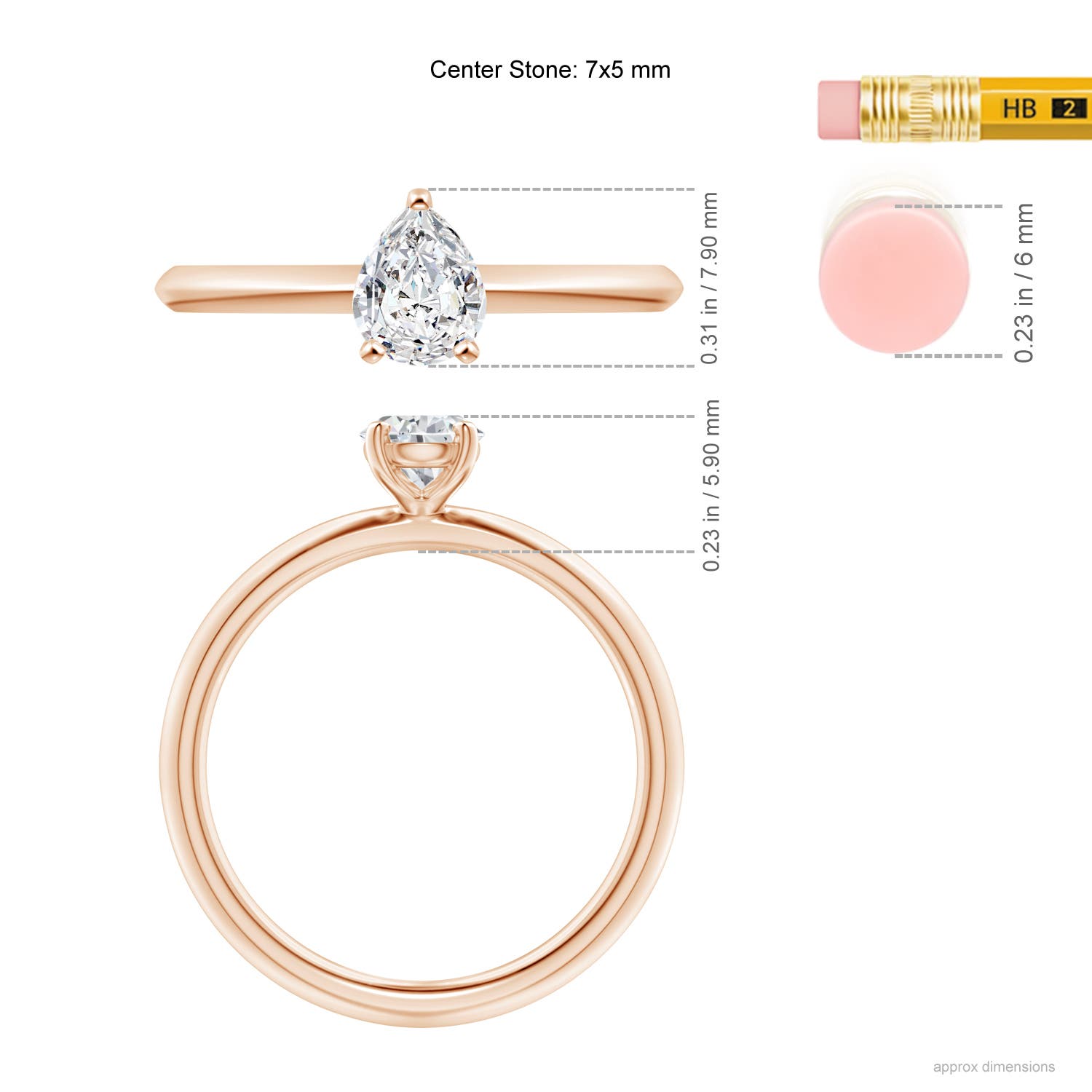 H, SI2 / 0.71 CT / 14 KT Rose Gold