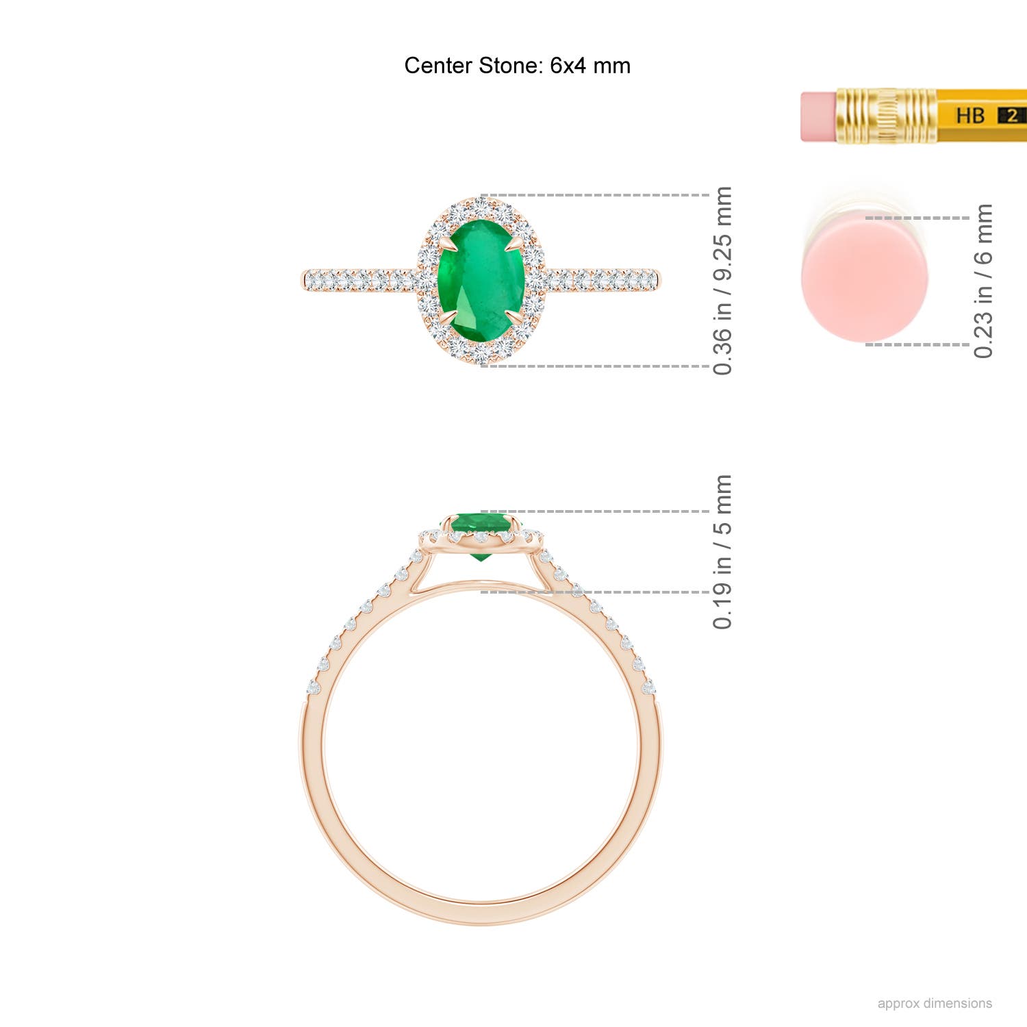 A - Emerald / 0.64 CT / 14 KT Rose Gold