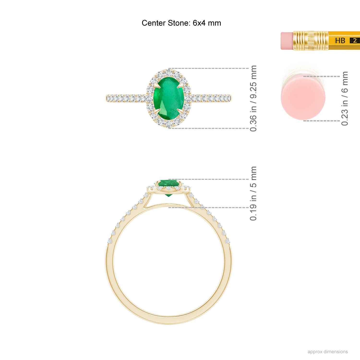 A - Emerald / 0.64 CT / 14 KT Yellow Gold