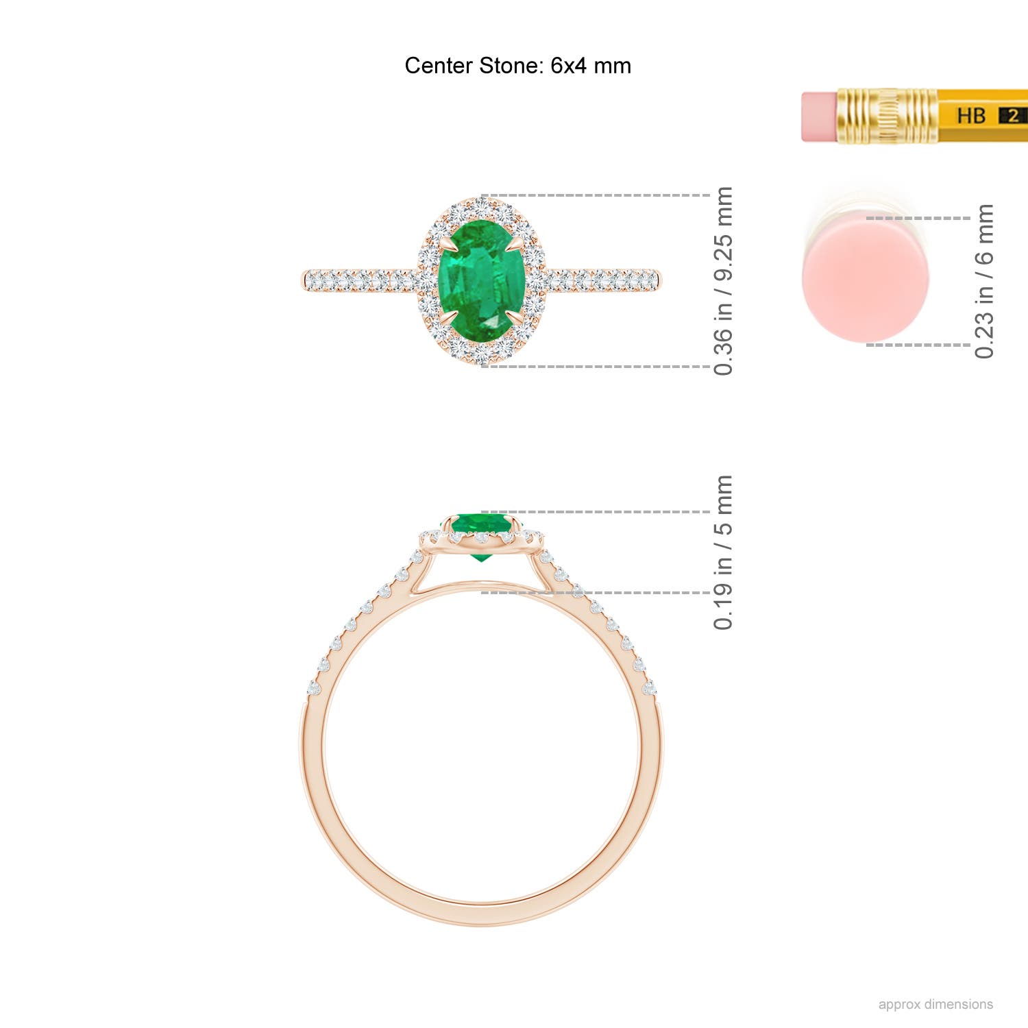 AA - Emerald / 0.64 CT / 14 KT Rose Gold