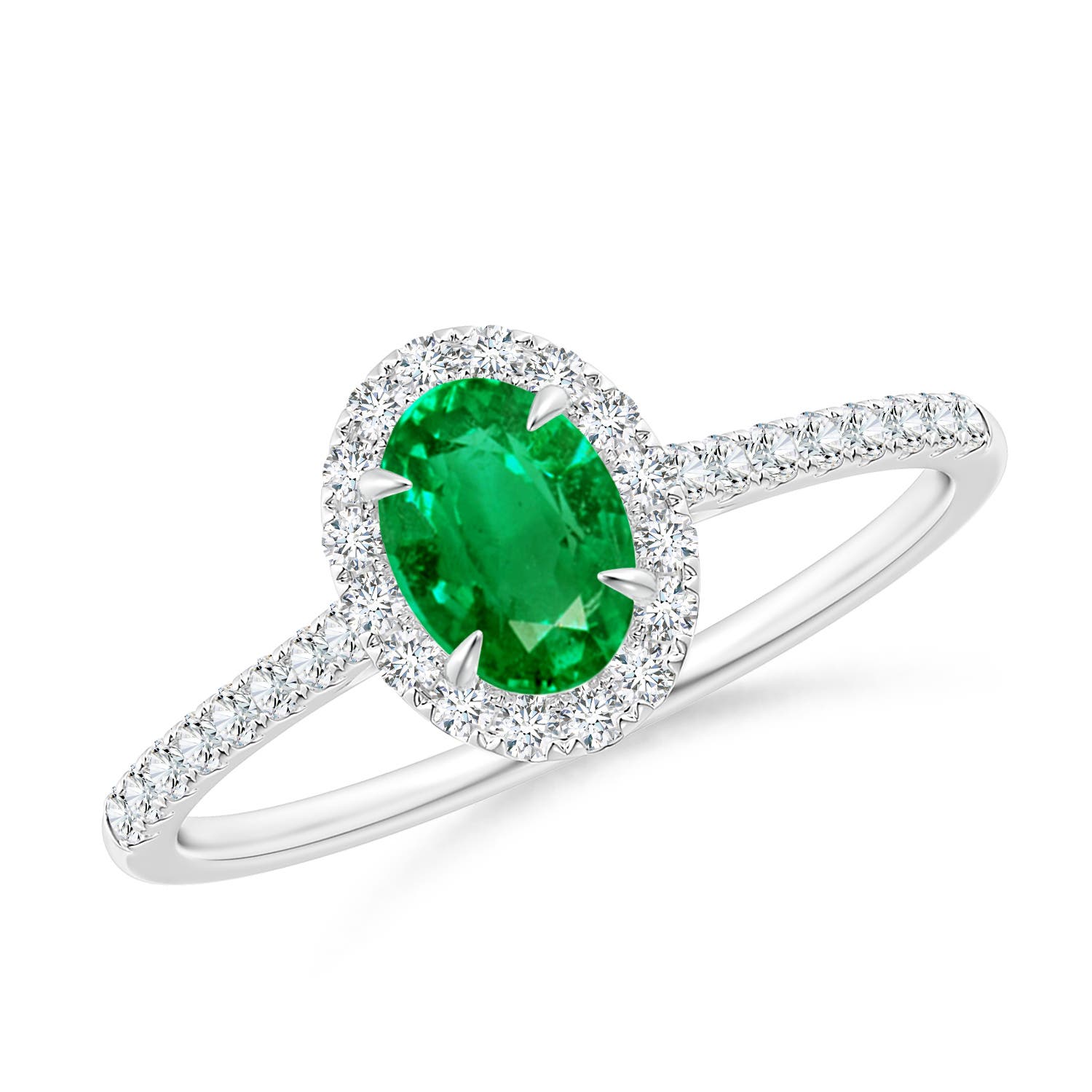 AAA - Emerald / 0.64 CT / 14 KT White Gold