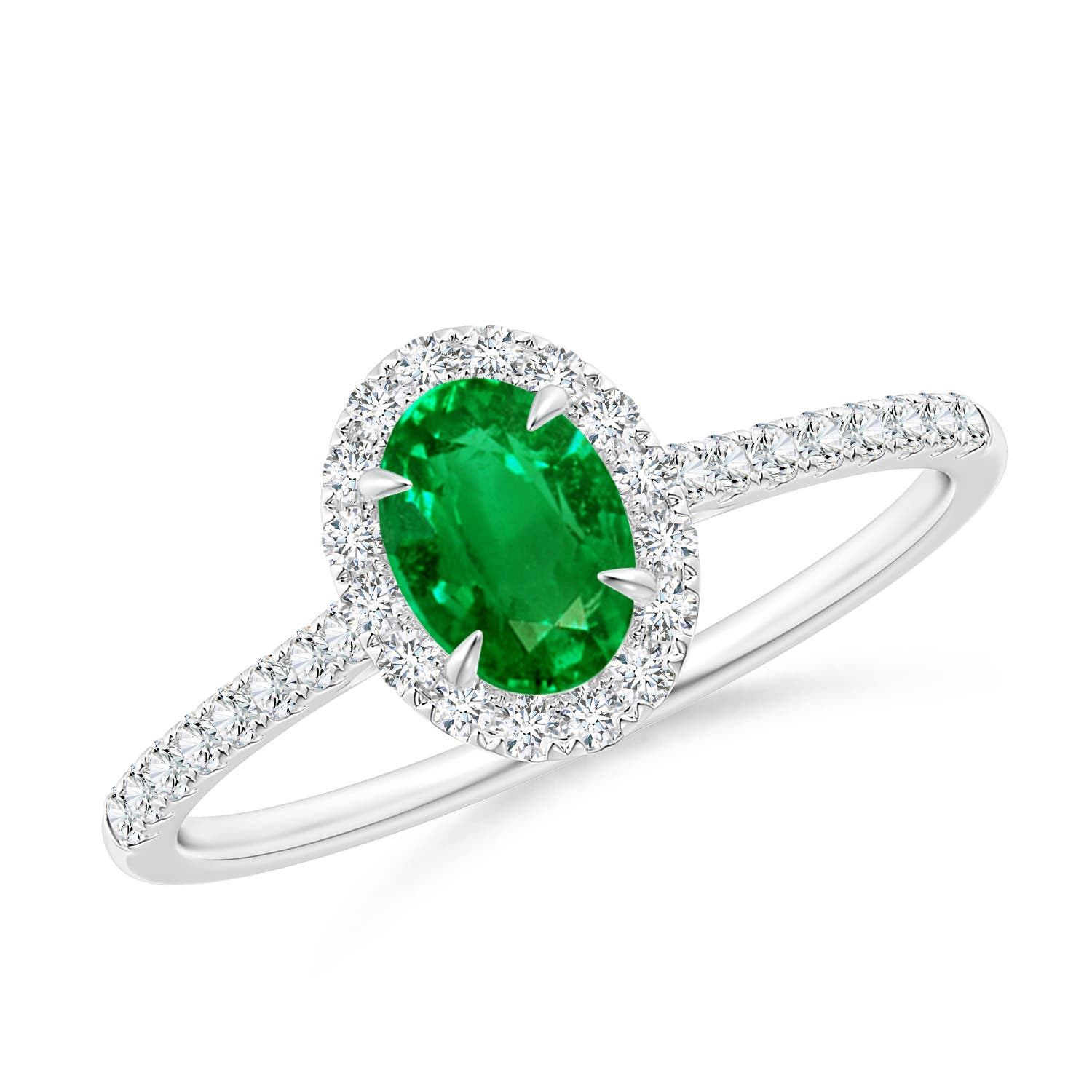 AAAA - Emerald / 0.64 CT / 14 KT White Gold