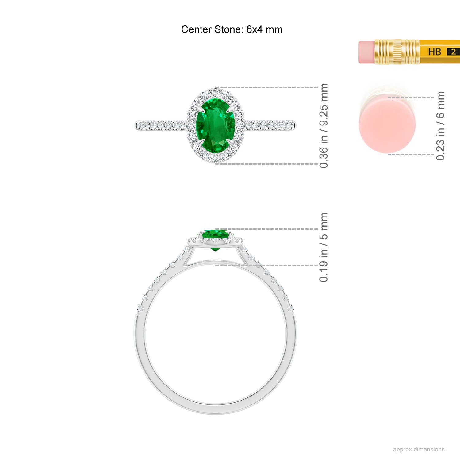 AAAA - Emerald / 0.64 CT / 14 KT White Gold