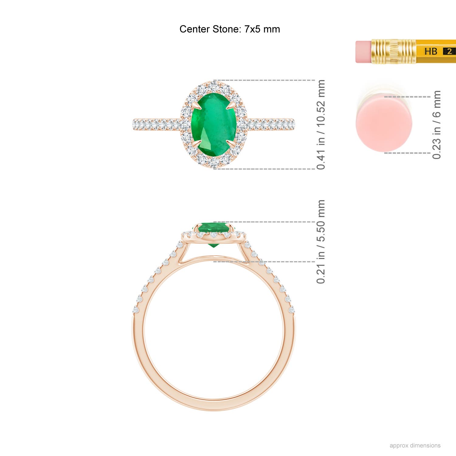 A - Emerald / 0.98 CT / 14 KT Rose Gold