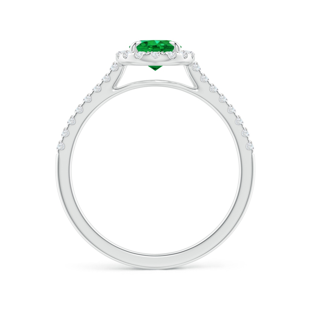 7x5mm AAA Oval Emerald Halo Engagement Ring in White Gold Side-1