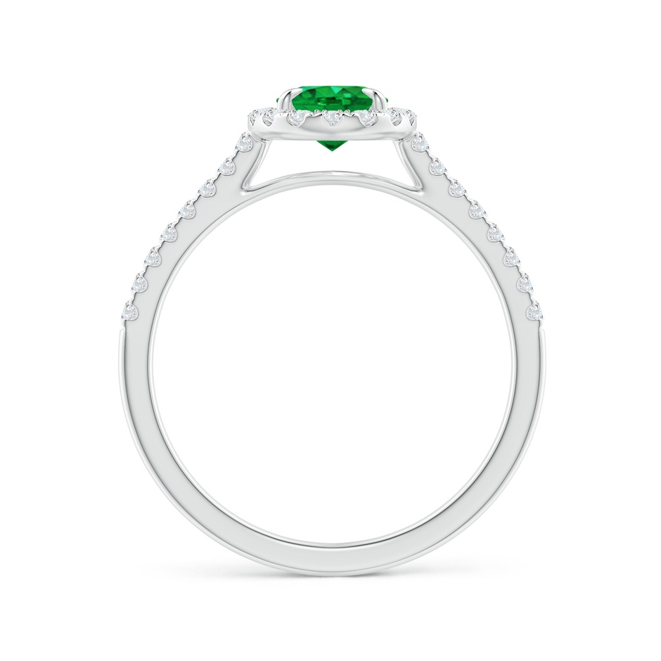 7x5mm AAA Oval Emerald Halo Engagement Ring in White Gold side-1