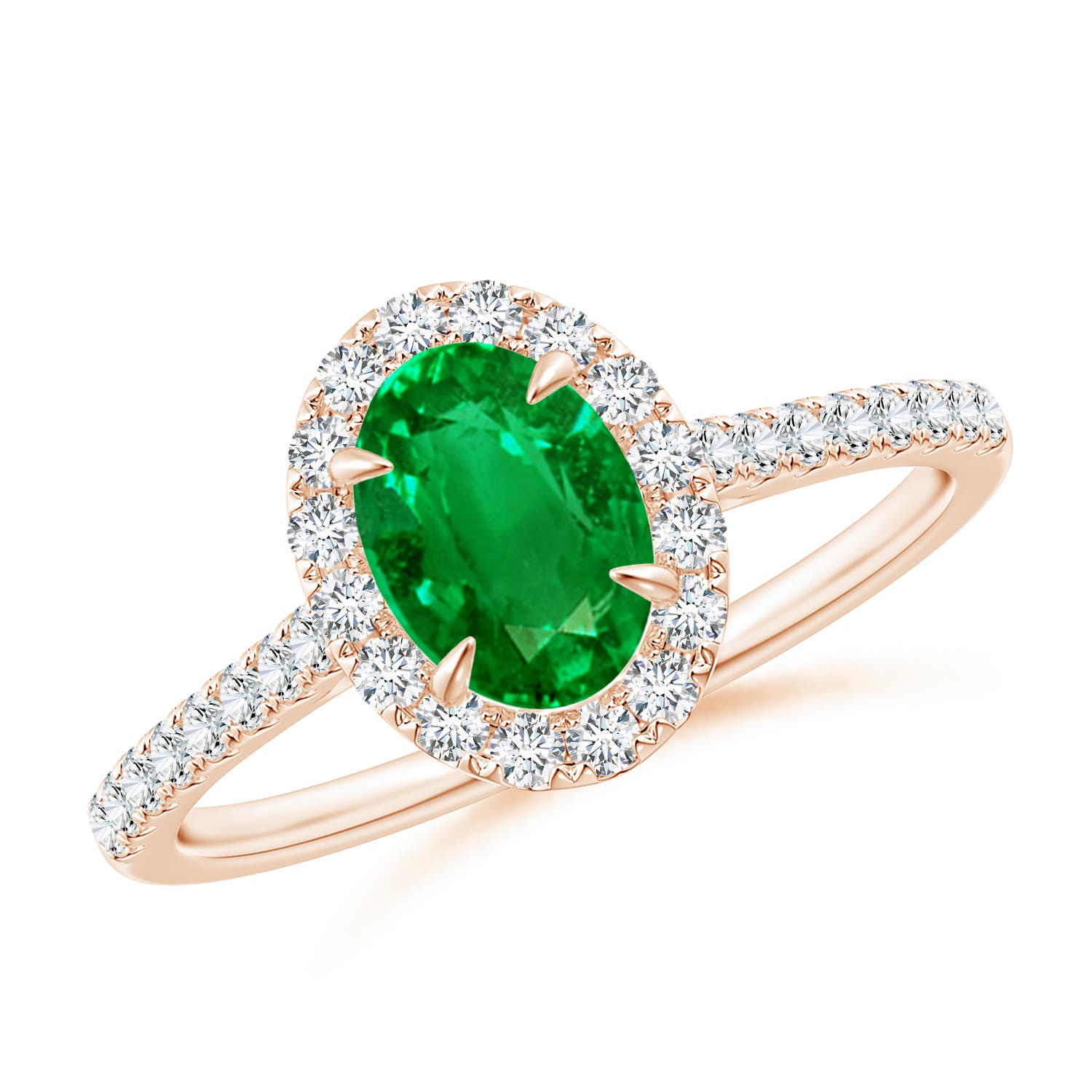 AAAA - Emerald / 0.98 CT / 14 KT Rose Gold