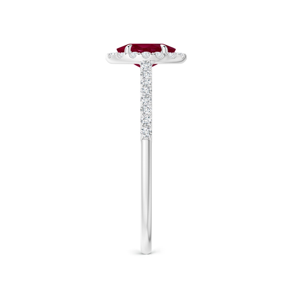 6x4mm A Oval Ruby Halo Engagement Ring in P950 Platinum side 2