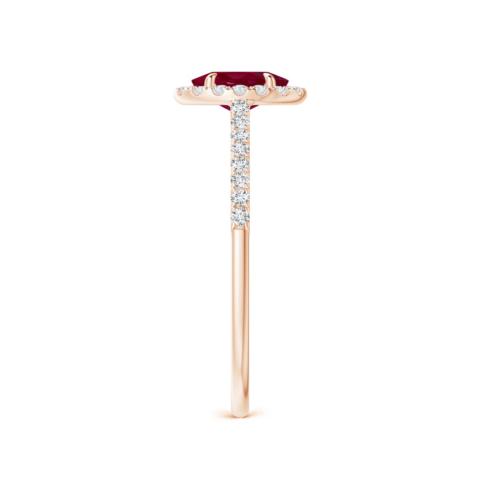 6x4mm A Oval Ruby Halo Engagement Ring in Rose Gold side 2