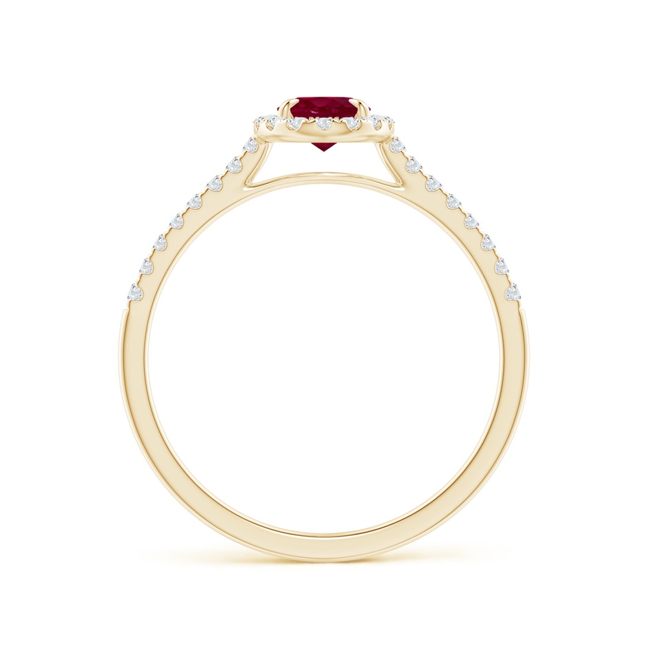 6x4mm A Oval Ruby Halo Engagement Ring in Yellow Gold side 1